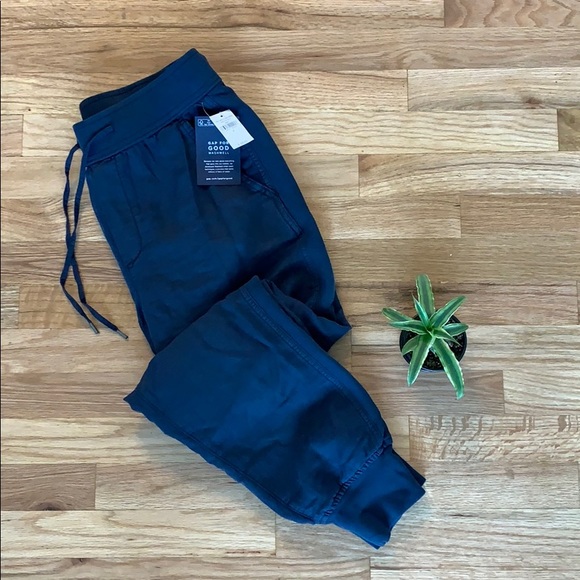 GAP Navy Sm Drawstring Joggers in Linen NWT - Picture 3 of 6